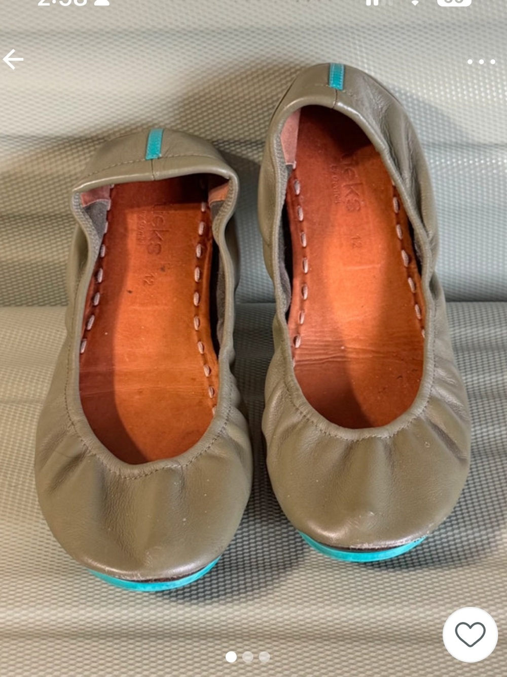 Tieks Olive Green Leather Ballet Flats